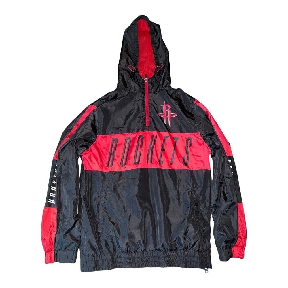 NBA HOUSTON ROCKETS Mens Black Hooded Rain Pullover Sz S